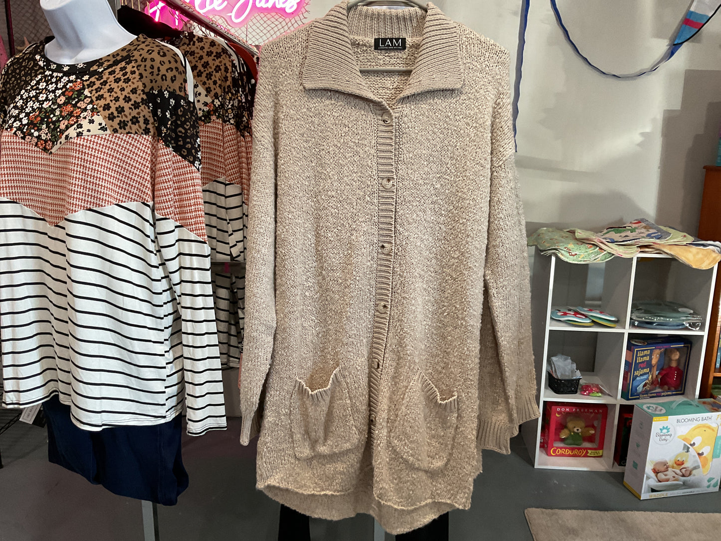 Tan popcorn sweater