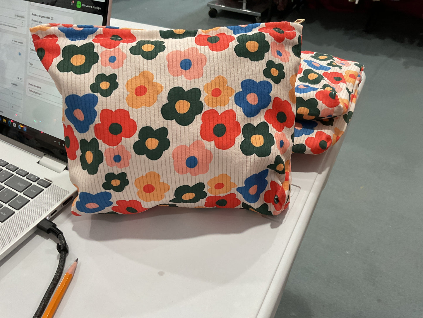 Floral makeup bag