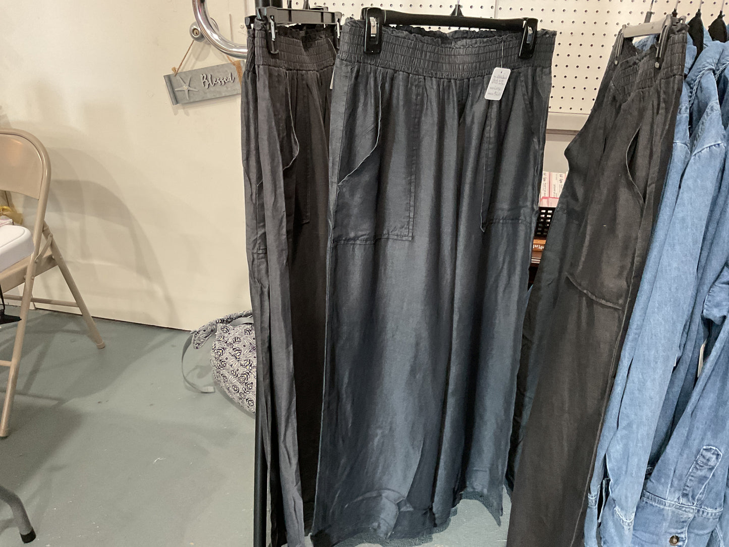 Black Side Pocket Wide Leg