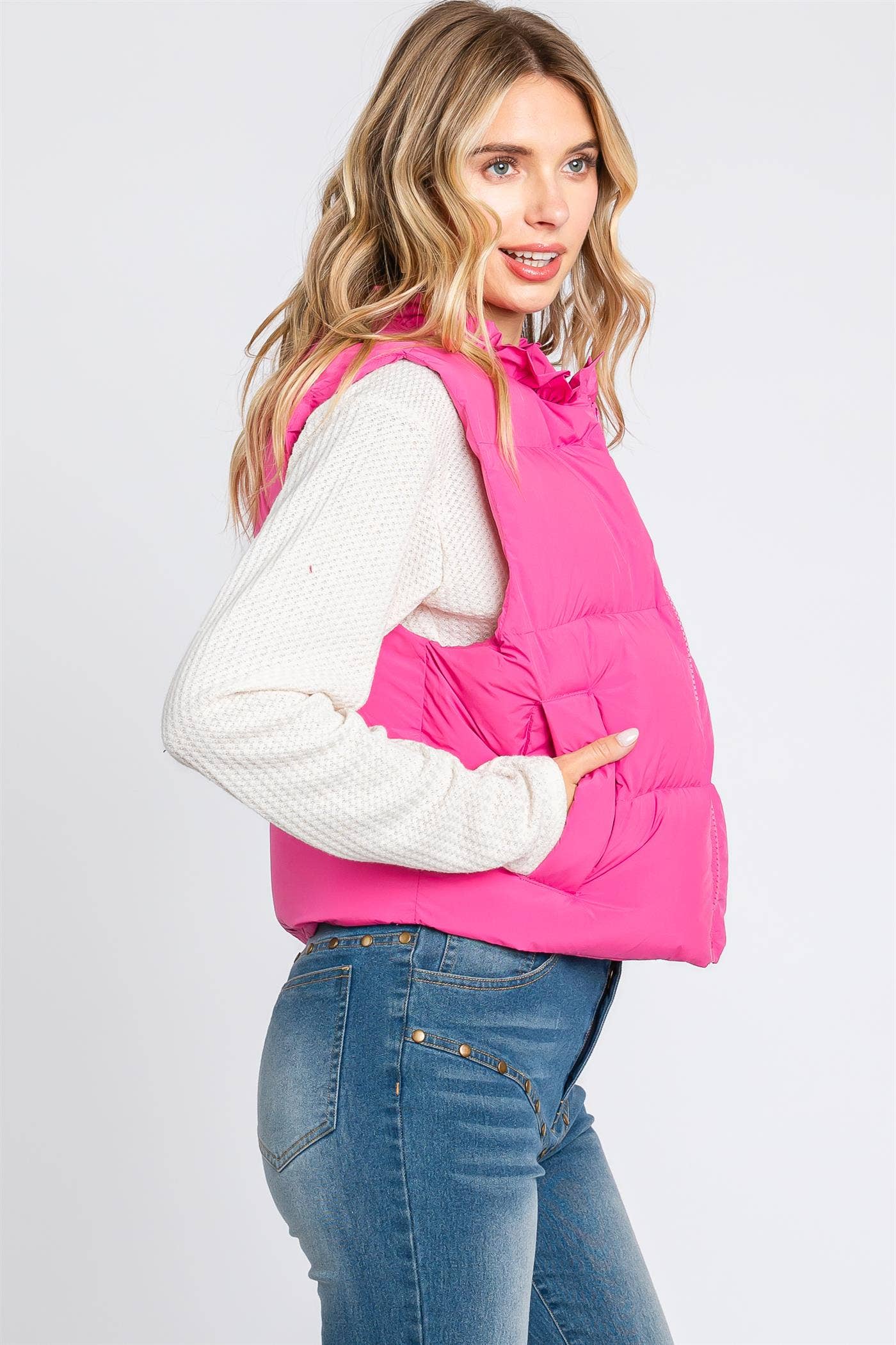 Mock Neck Puffer Vest: MJ4502