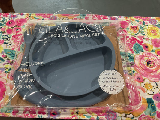 4 piece silicone meal set blue