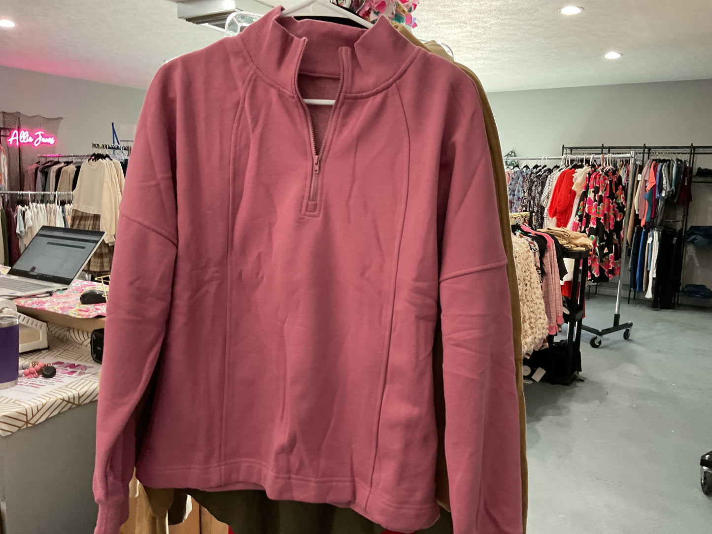 Fuschia zip up long sleeve