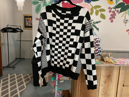 Black checkered sweater