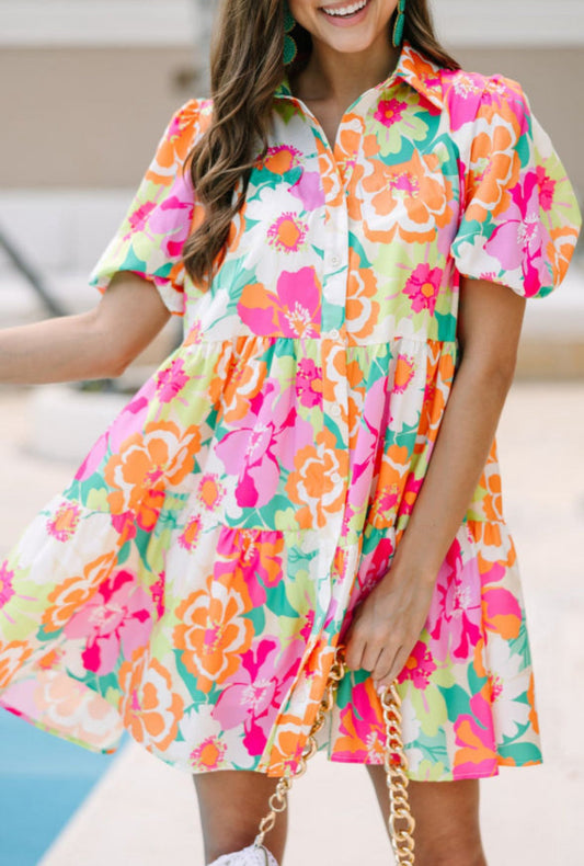 Isabella Floral Puff Sleeve Dress