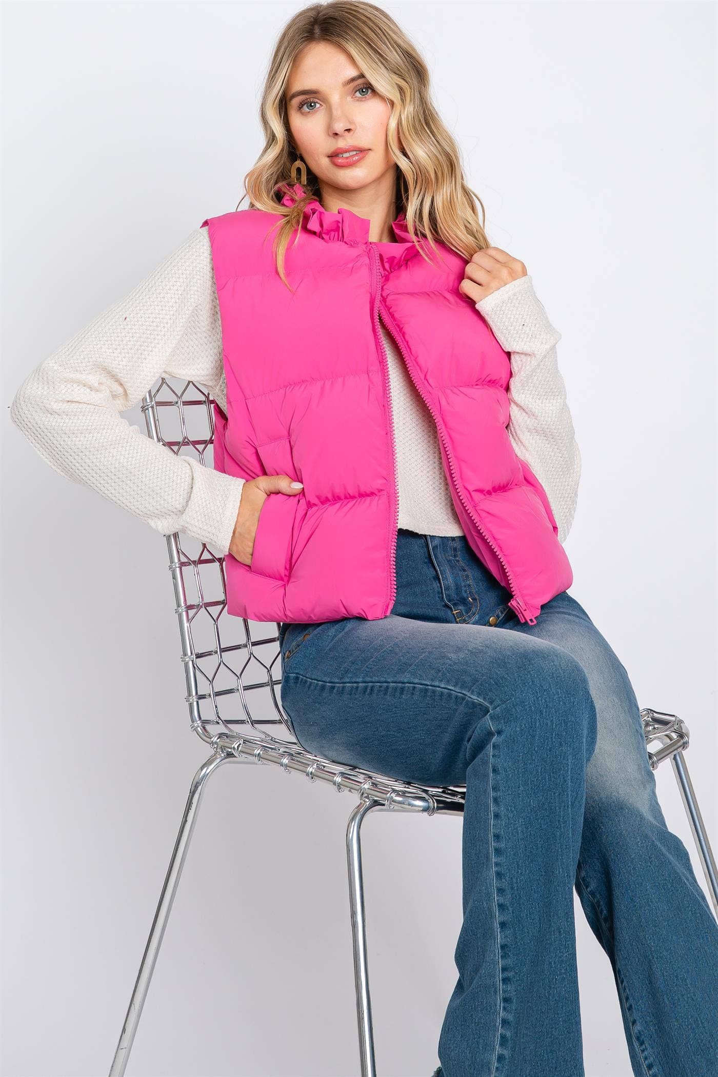 Mock Neck Puffer Vest: MJ4502