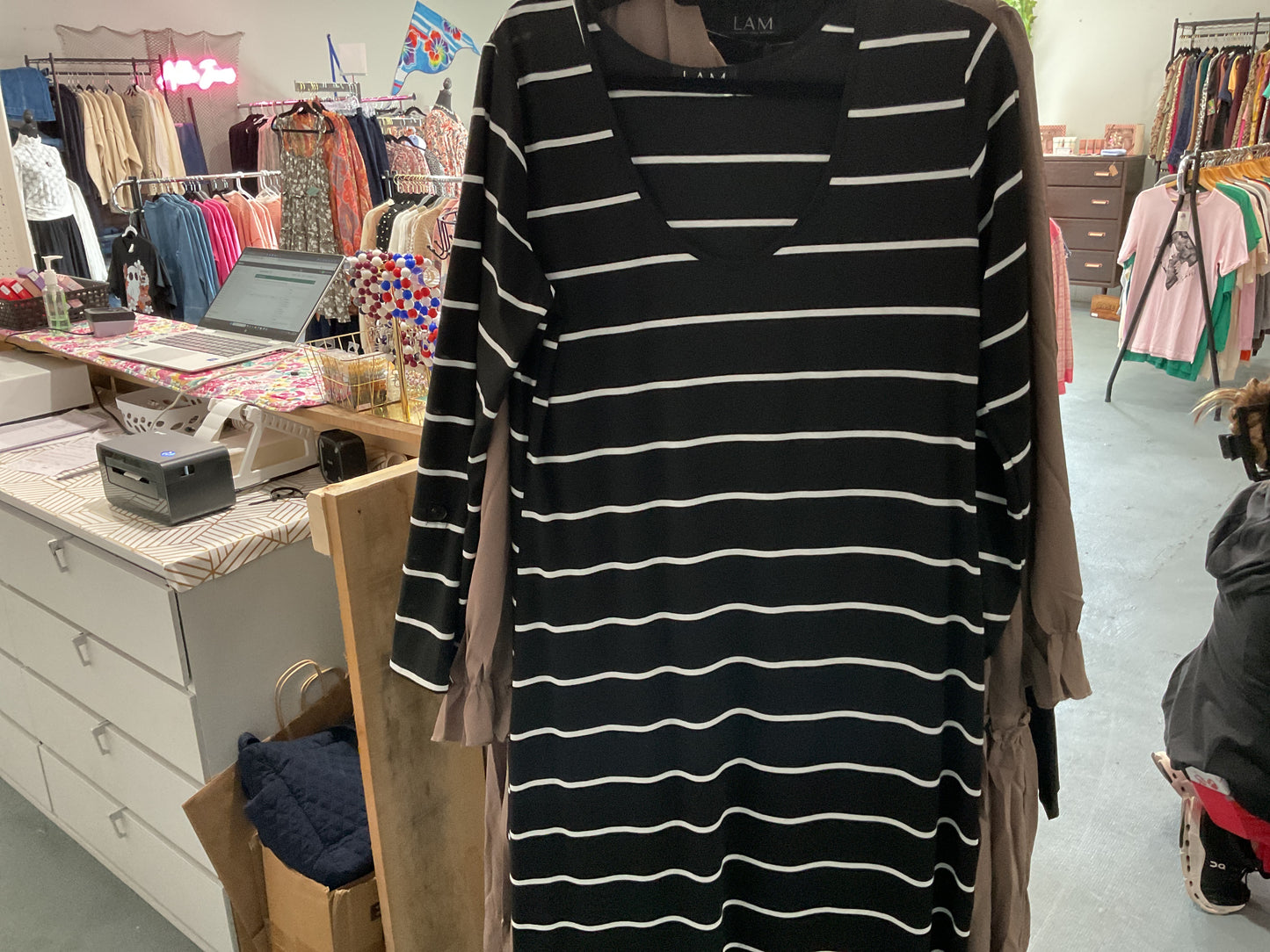 Maxi black white stripe dress