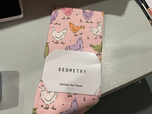 Geometry tea towel spring chickens