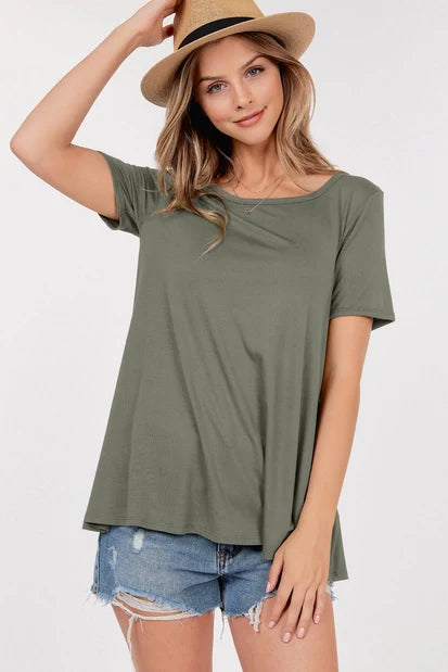 Short Sleeve Round Neck Knit Top