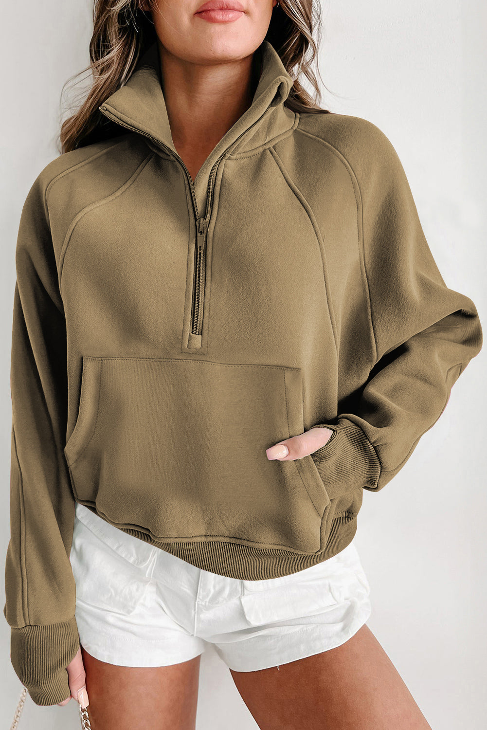 Parchment zip up long sleeve