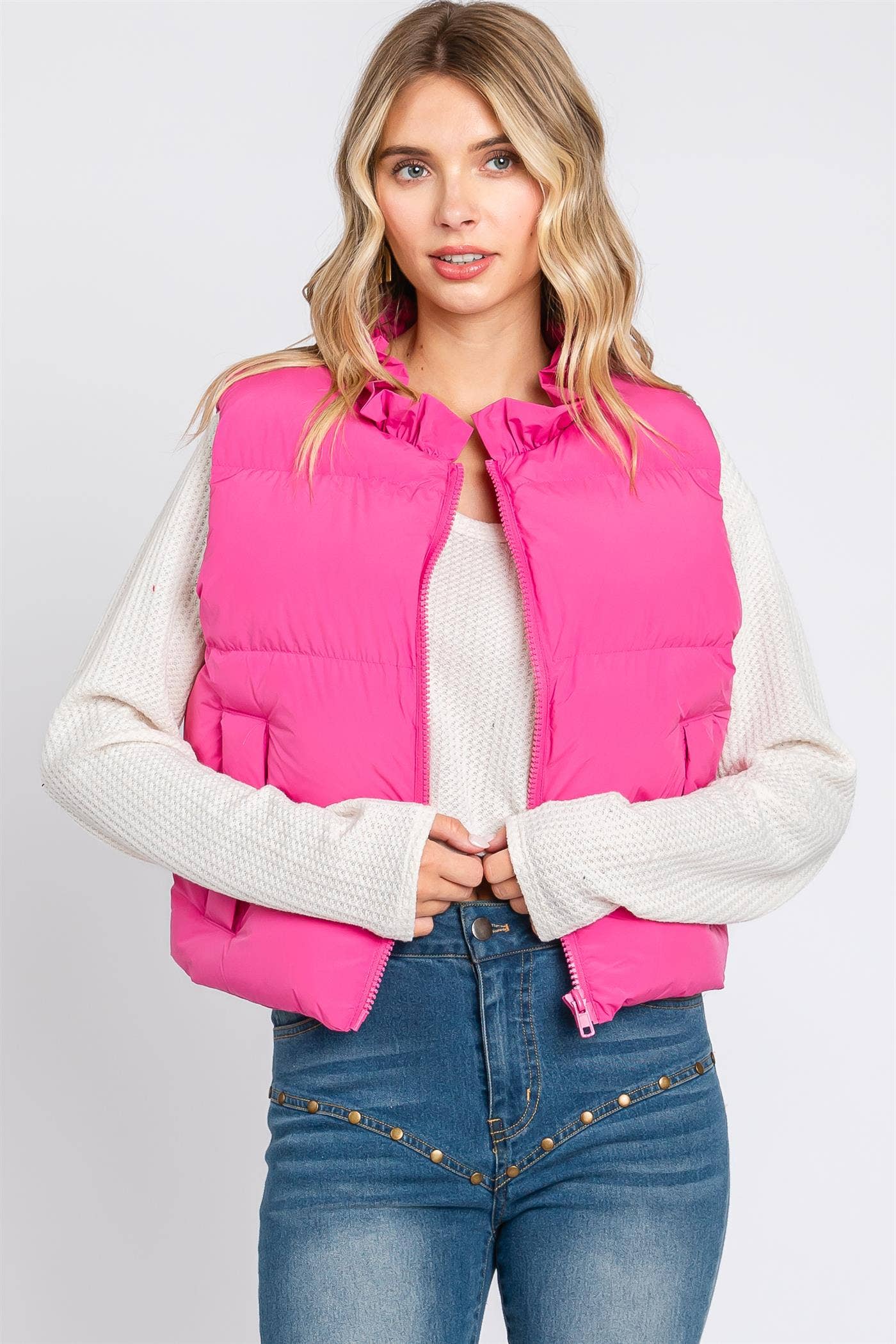 Mock Neck Puffer Vest: MJ4502